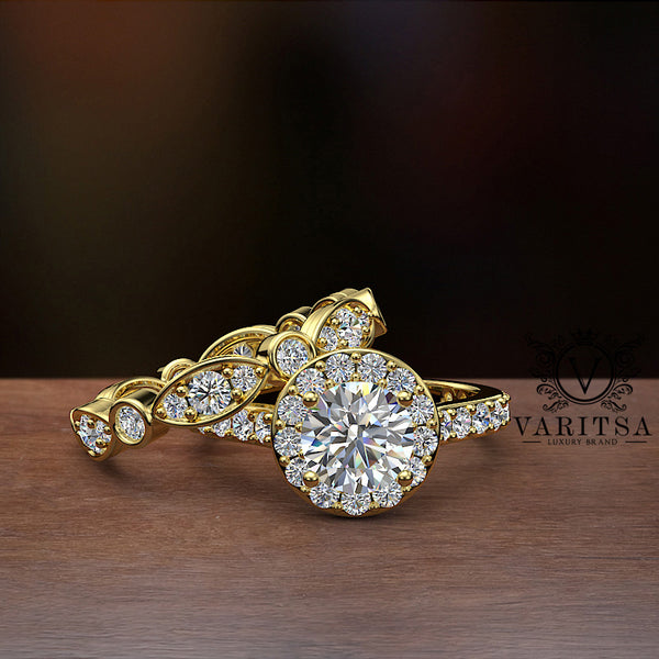 1.4ct Brilliant Diamond Gold Bridal Set - 01US42B